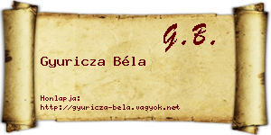 Gyuricza Béla névjegykártya